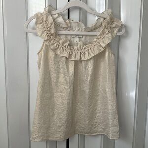 Ann Taylor LOFT Shimmery Ivory Sleeveless Blouse